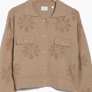 Cyrus Beige Floral Button-Up Cardigan